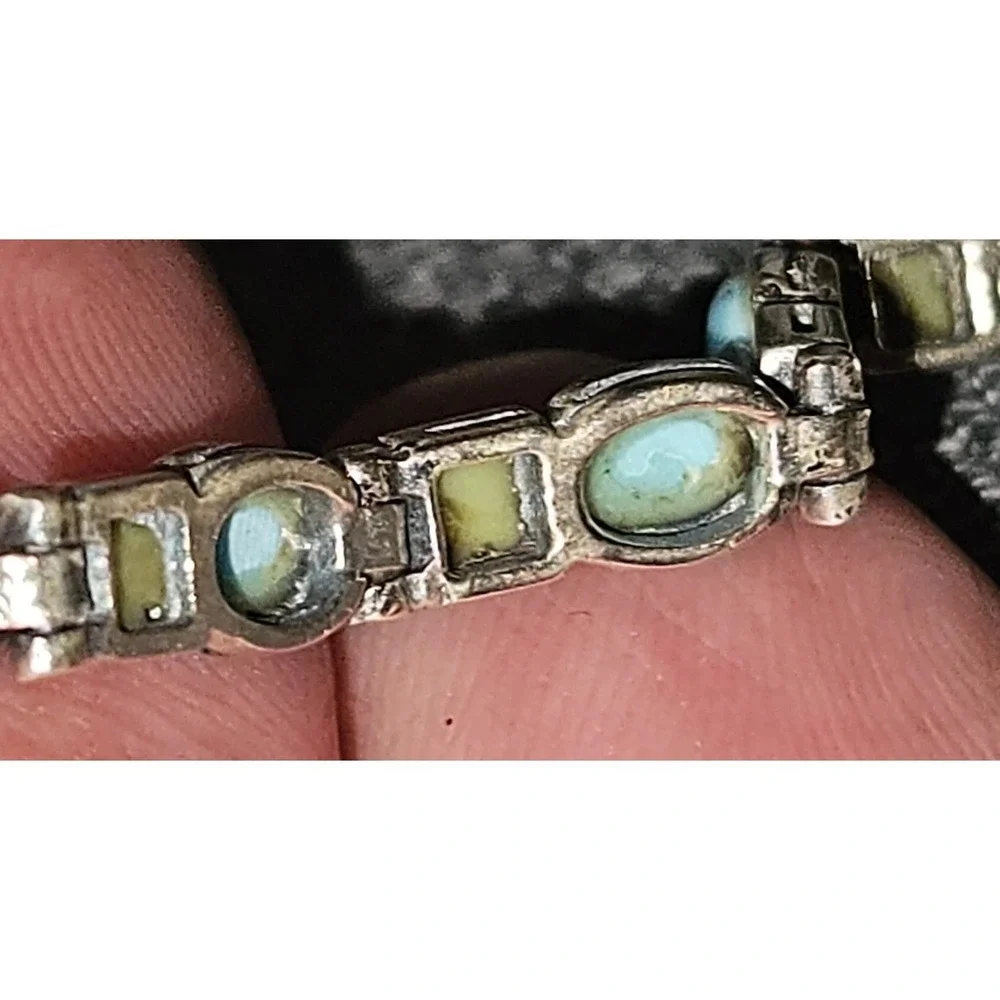 Natural Sleeping Beauty Turquoise set in a 925 Tennis Bracelet made in AZ - Picture 16 of 16